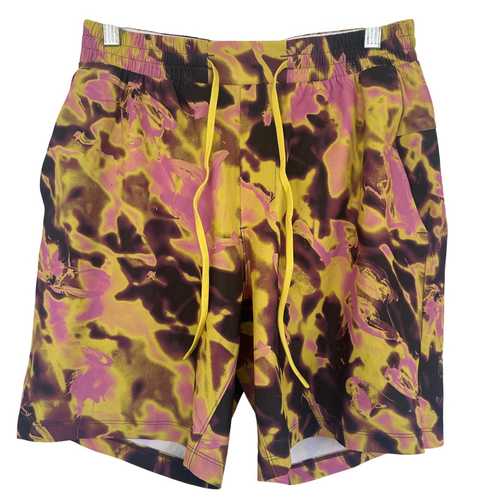 Lululemon Channel Cross Swim Shorts Intensity Soleil Pockets Lined 7" Men Small